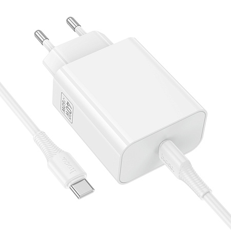 Сетевое зарядное устройство, 1 PD 40W (C162A), HOCO, Type-C to Type-C, цвет белый
