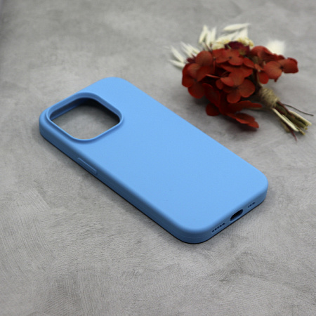 Чехол-накладка для iPhone 14 Pro, Silicon Case, без лого, голубой