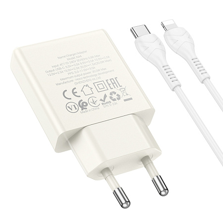 Сетевое зарядное устройство, 1 PD 30W (N44), HOCO, Type-C to Lightning, белый
