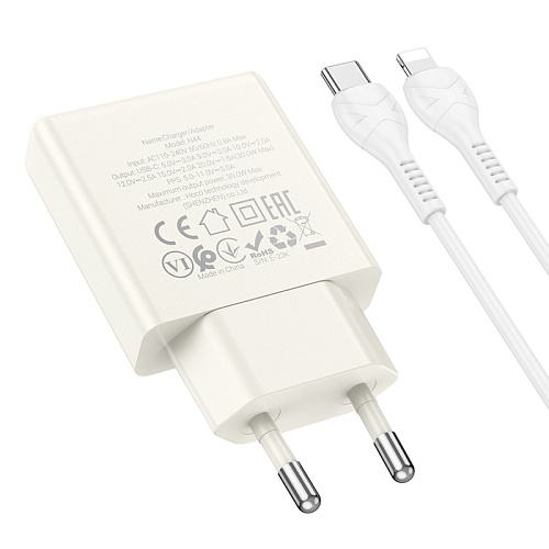 Сетевое зарядное устройство, 1 PD 30W (N44), HOCO, Type-C to Lightning, белый