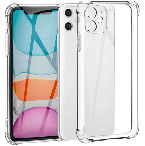 Чехол силиконовый для iPhone 11 (6.1), усиленные края, с защитой камеры, X-CASE, прозрачный