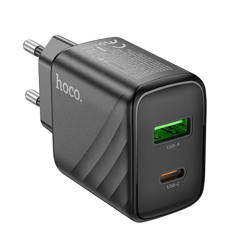 Сетевое зарядное устройство, 1 PD 30W + 1 USB 3.0 QC (CS23A), HOCO, черный