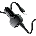 Автомобильное зарядное устройство, 2 USB 2.4A (Z36), usb cable lightning, HOCO, черный