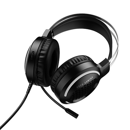 Проводные наушники W117, HOCO, подключение USB-A+3.5 мм, игровые с микрофоном, черный