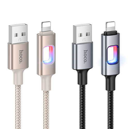 USB дата кабель Lightning, HOCO, U144, 1.2 метра, цвет золотистый