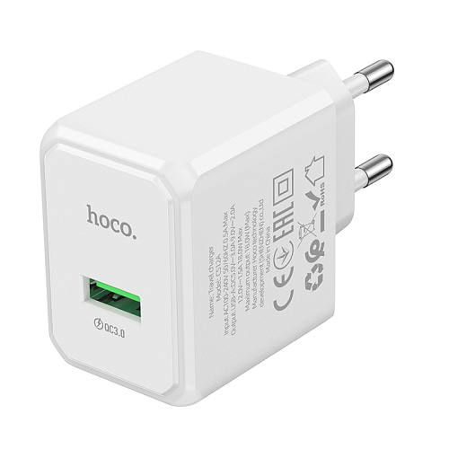 Сетевое зарядное устройство, 1 USB 3.0 QC 18W (CS12A), HOCO, белый