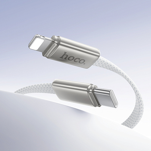 Кабель Lightning to Type-C (PD), HOCO, X125, 1м, плоский, 30W, белый