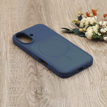 Чехол-накладка для iPhone 17, Silicon Case, магнитный (MagSafe), с дизайном, без лого, X-CASE, синий