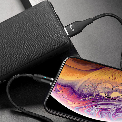 USB дата кабель Lightning, HOCO, U76, магнитный, черный