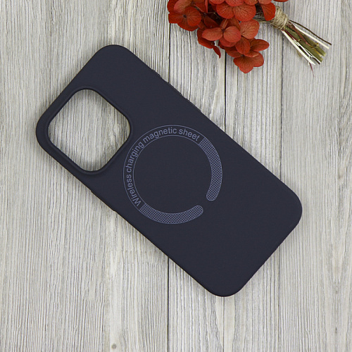 Чехол-накладка для iPhone 15 Pro, Silicon Case, магнитный (MagSafe), без лого, X-CASE, угольно-серый