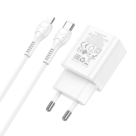 Сетевое зарядное устройство, 1 PD 20W (N27), HOCO, Type-C to Lightning, белый