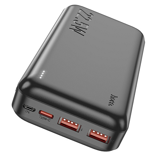 Универсальный Доп. Аккумулятор 20000mAh, J101A, HOCO, выход: 2 USB (22.5W)+1 PD (20W), черный