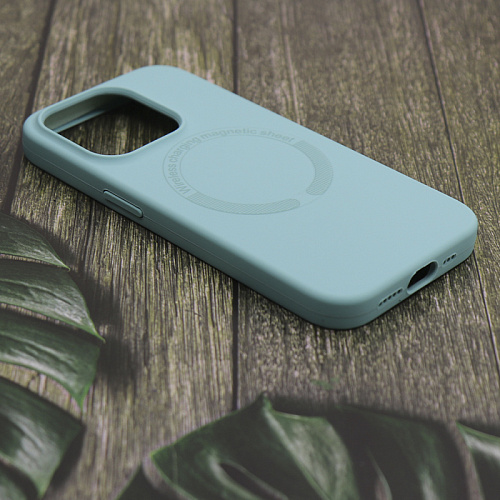 Чехол-накладка для iPhone 15 Pro, Silicon Case, магнитный (MagSafe), без лого, X-CASE, бирюзовый