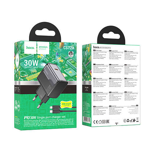 Сетевое зарядное устройство, 1 PD 30W (CS72A), HOCO, Type-C to Lightning, черный
