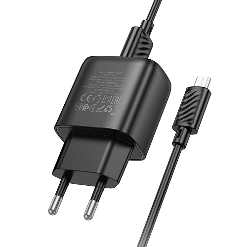 Сетевое зарядное устройство, 1 USB 3.0 QC (C140A), HOCO, Micro, черный