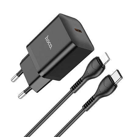 Сетевое зарядное устройство, 1 PD 20W (N27), HOCO, Type-C to Lightning, черный