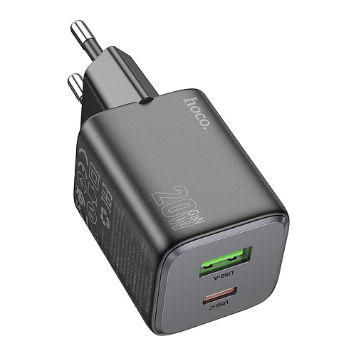 Сетевое зарядное устройство, 1 PD 20W + 1 USB 3.0 QC (N41), HOCO, черный