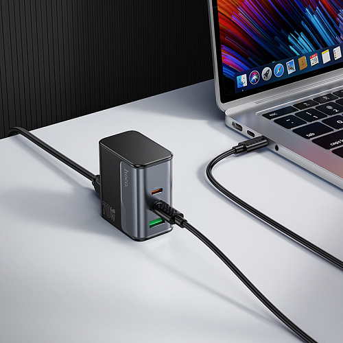 Сетевое зарядное устройство, 2 PD 70W + 1 USB 18W (CS76A), HOCO, черный
