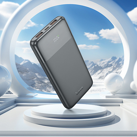 Универсальный Доп. Аккумулятор 10000mAh, J121, HOCO, выход: 2 USB (22.5W)+1 PD (20W) с дисплеем, черный