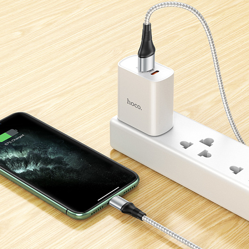USB дата кабель Lightning, HOCO, X50, серый