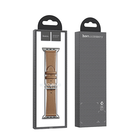 Ремешок на руку для Apple Watch 38/40/41/42 мм, HOCO, WA17, коровья кожа, коричневый