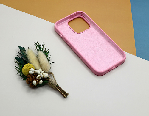 Чехол-накладка для iPhone 14 Pro, Silicon Case, без лого, бледно-розовый