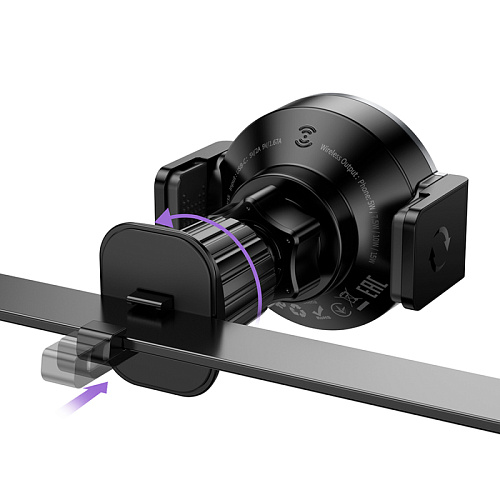 Держатель автомобильный на решетку с беспроводной зарядкой, HW35, HOCO, металлический серый Держатель автомобильный на решетку с беспроводной зарядкой, HW35, HOCO, металлический серый