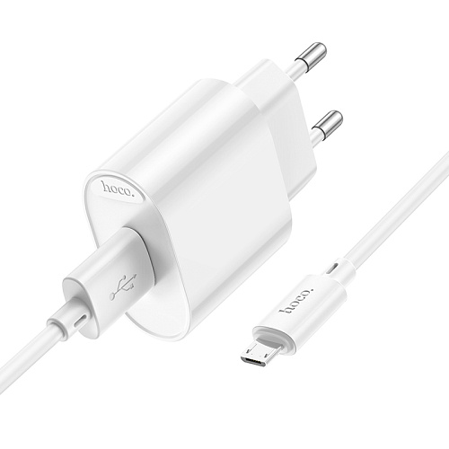 Сетевое зарядное устройство, 1 USB 10.5W (C109A), HOCO, Micro, белый