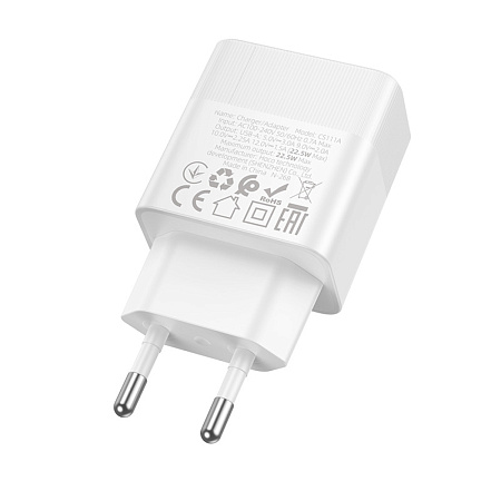 Сетевое зарядное устройство, 1 USB 3.0 QC 22.5W (CS111A), HOCO, белый