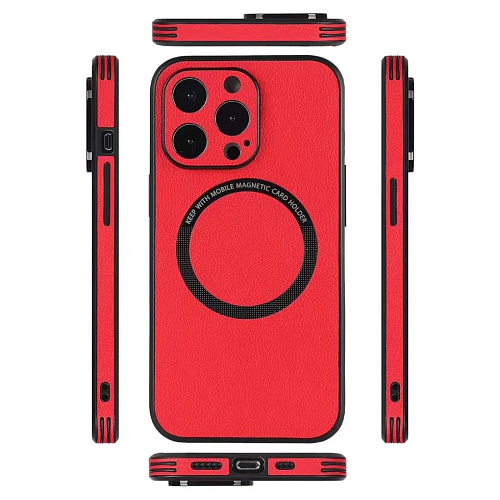 Чехол силиконовый для iPhone 14 Pro (6.1), Магнитный (MagSafe), экокожа, DU DU, красный