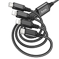 USB дата кабель Lightning+Lightning+Micro+Type-C, X76, HOCO, черный