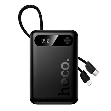Универсальный Доп. Аккумулятор 20000mAh, J171A, HOCO, выход: 1 USB (22.5), 1 PD (20W), с двумя кабелями, черный