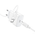 Сетевое зарядное устройство, 1 PD 30W (C76A Pro), HOCO, Type-C to Type-C, белый