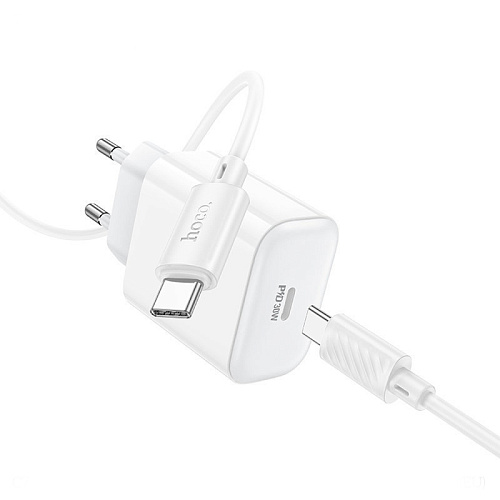 Сетевое зарядное устройство, 1 PD 30W (C76A Pro), HOCO, Type-C to Type-C, белый