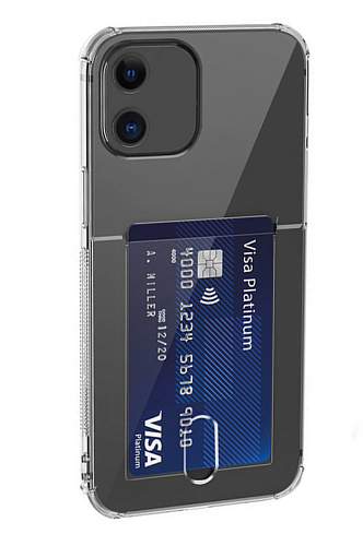 Чехол силиконовый для iPhone 11 (6.1), с карманом для карты, микс, X-CASE, затемненный