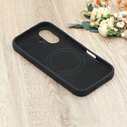 Чехол-накладка для iPhone 17, Silicon Case, магнитный (MagSafe), без лого, X-CASE, черный