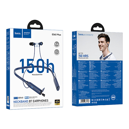 Беспроводные наушники ES62 Plus, HOCO, спортивные наушники вакуумные, синий