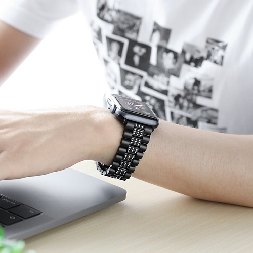 Ремешок на руку для Apple Watch 38/40/41/42 мм, HOCO, WB08 Shining steel watch strap, черный
