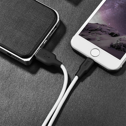 USB дата кабель Lightning, HOCO, X21 Plus, 2М, силиконовый, черно-белый