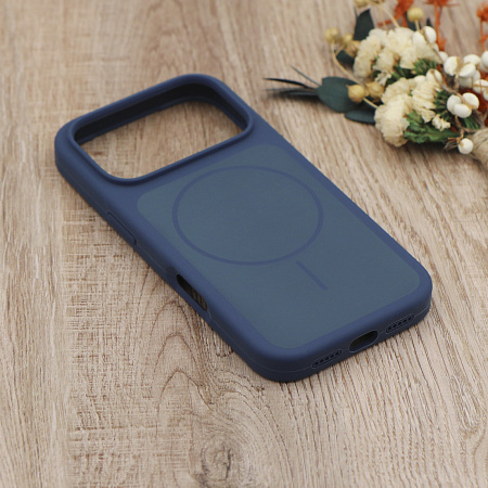 Чехол-накладка для iPhone 17 Pro, Silicon Case, магнитный (MagSafe), с дизайном, без лого, X-CASE, синий