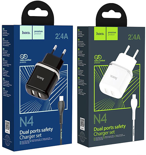   , 2 USB 2.4A 12W (N4), HOCO, Micro,  , 