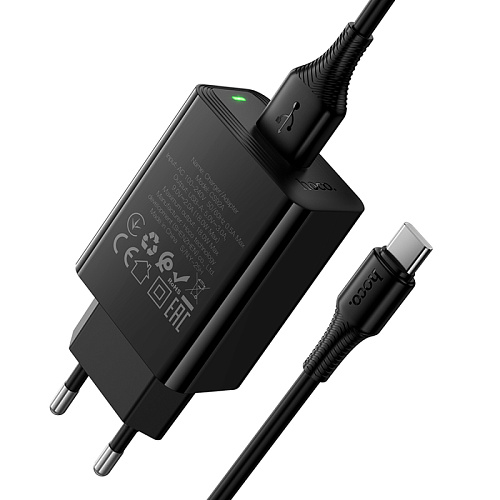 Сетевое зарядное устройство, 1 USB 3.0 QC (CS92A), HOCO, Type-C, черный