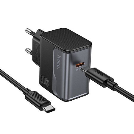 Сетевое зарядное устройство, 1 PD 30W (CS72A), HOCO, Type-C to Type-C, черный