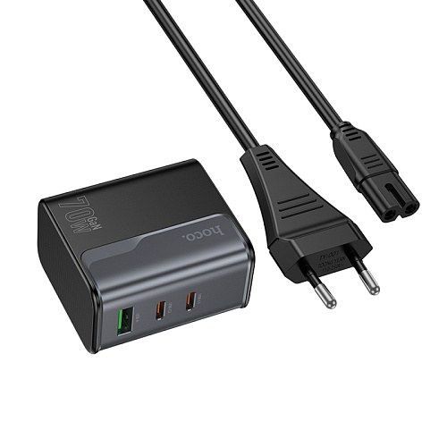 Сетевое зарядное устройство, 2 PD 70W + 1 USB 18W (CS76A), HOCO, черный