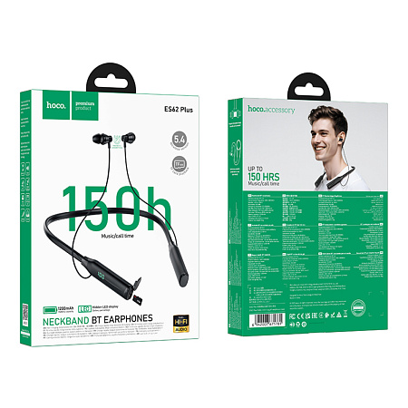 Беспроводные наушники ES62 Plus, HOCO, спортивные наушники вакуумные, черный