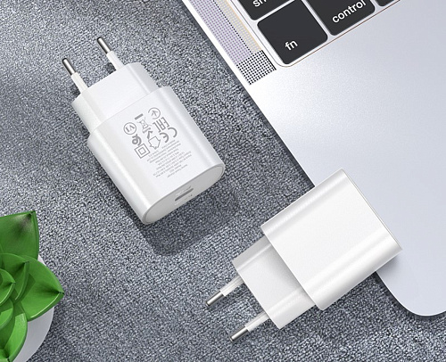 Сетевое зарядное устройство, 1 PD 25W (N22), HOCO, Type-C to Lightning, Безопасный сертификат, белый