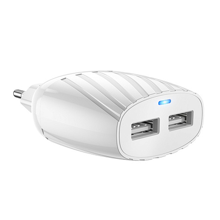 Сетевое зарядное устройство, 2 USB 2.4A (C78A), HOCO, белый
