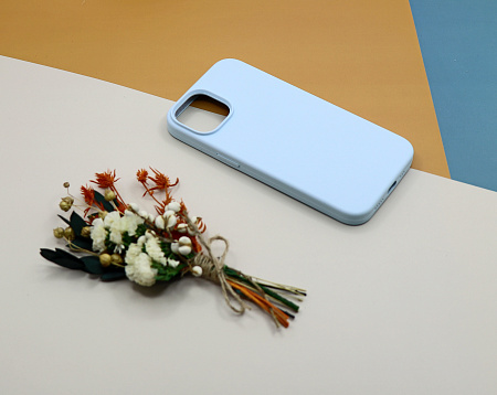 Чехол-накладка для iPhone 14, Silicon Case, без лого, небесно-голубой