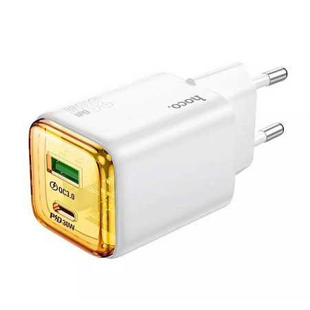 Сетевое зарядное устройство, 1 PD 30W + 1 USB 3.0 QC (N53), HOCO, белый