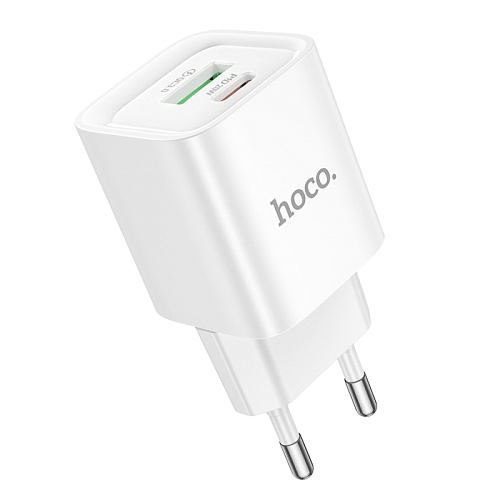 Сетевое зарядное устройство, 1 PD 20W + 1 USB 3.0 QC (C147A), HOCO, мини, белый